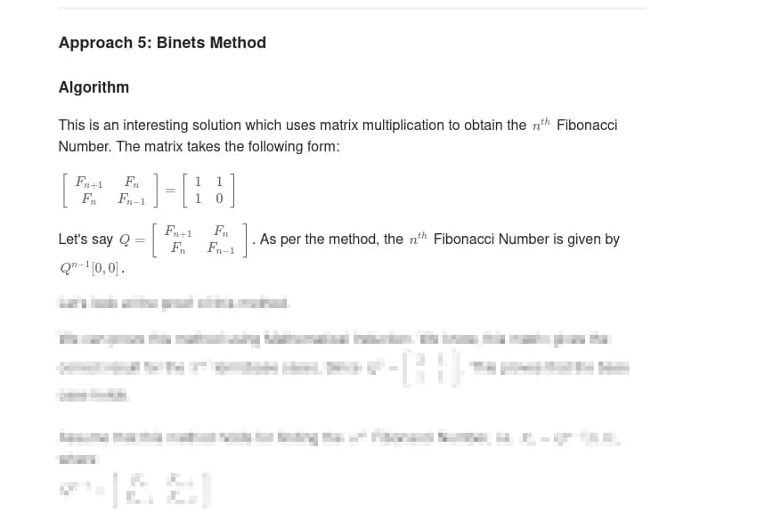 Matrix multiplication solution for fibonacci sequence